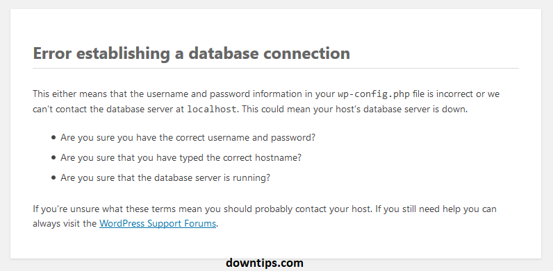 How to solve Error Establishing a Database Connection in WordPress